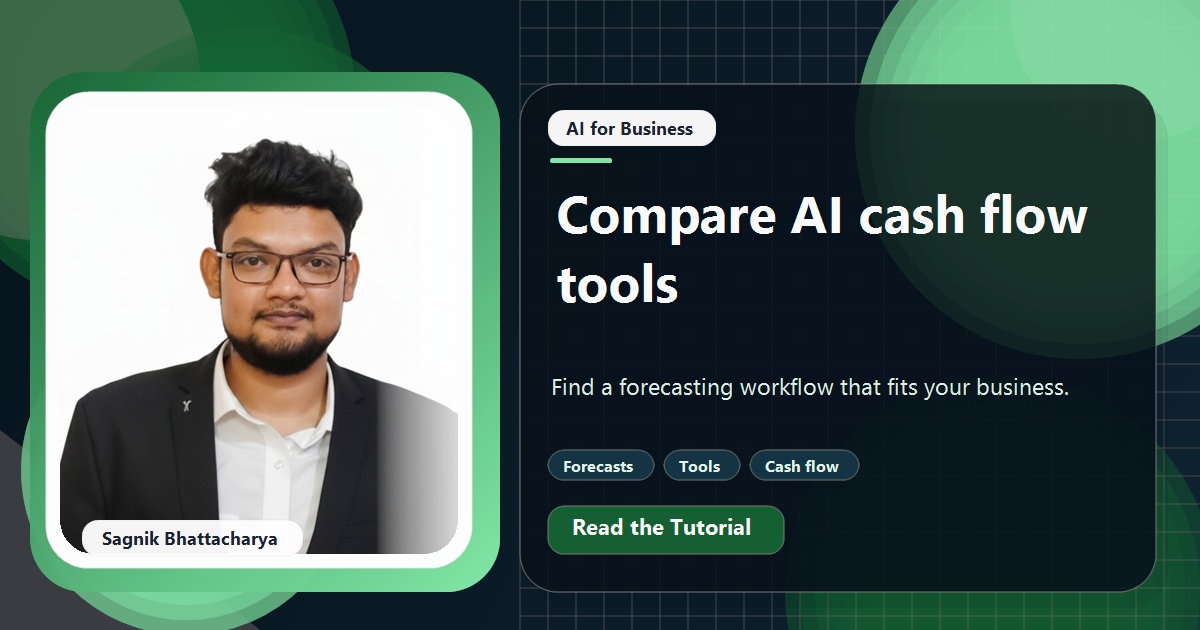 Coding Liquids tutorial cover featuring Sagnik Bhattacharya for AI Cash Flow Forecasting Tools for Small Businesses Compared.