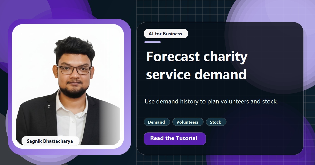 Coding Liquids tutorial cover featuring Sagnik Bhattacharya for Can AI Help a Charity Forecast Demand for Its Services?