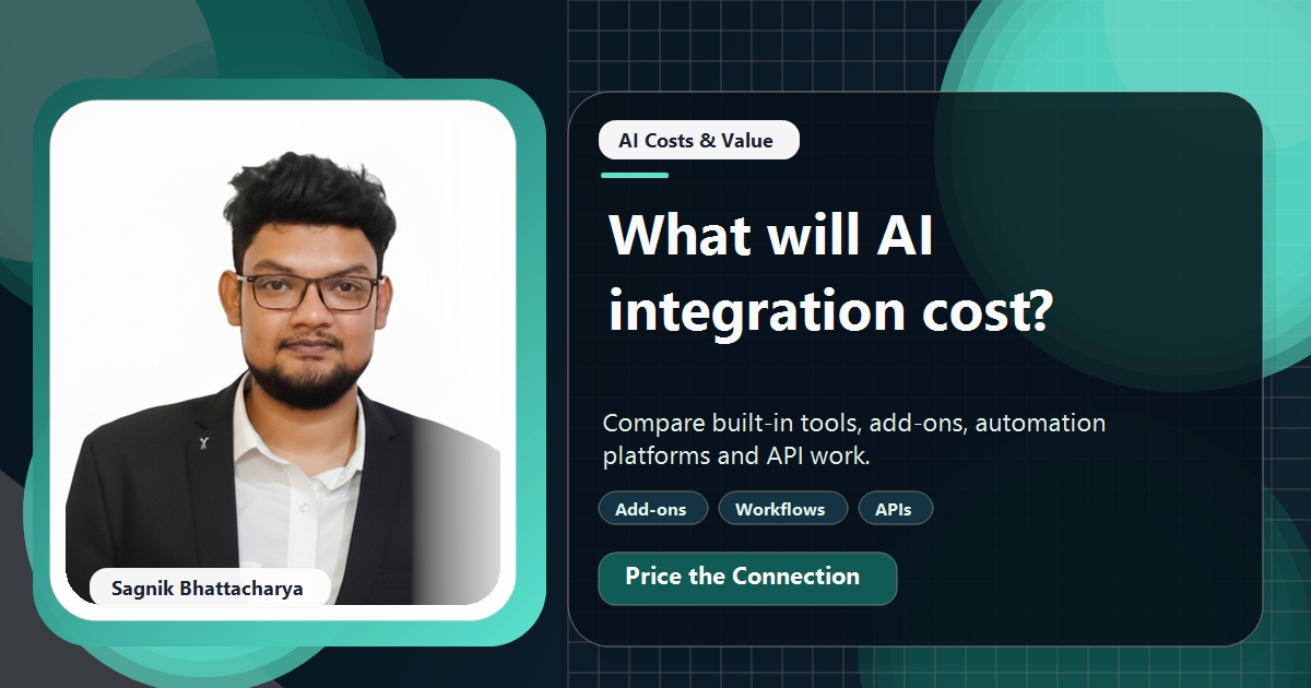 Coding Liquids tutorial cover featuring Sagnik Bhattacharya for What Does It Cost to Integrate AI Into Your Existing Software?