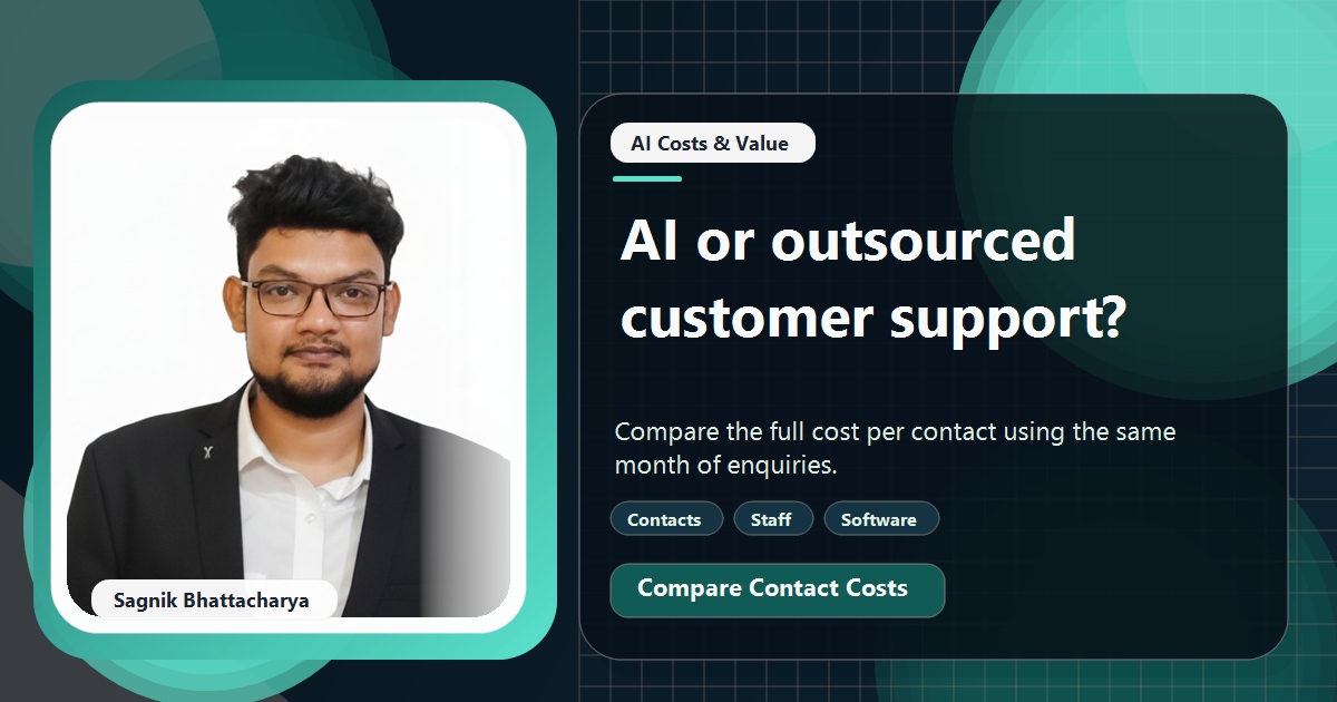 Coding Liquids tutorial cover featuring Sagnik Bhattacharya for AI or Outsourced Customer Service: Which Costs Less?
