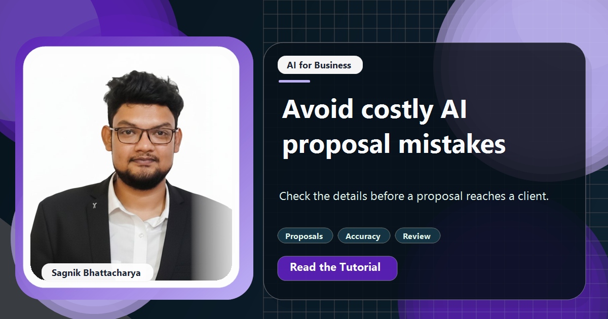 Coding Liquids tutorial cover featuring Sagnik Bhattacharya for AI Proposal Mistakes That Cost You the Job.