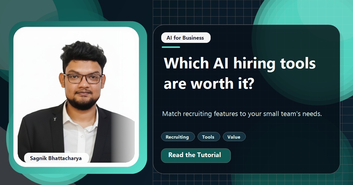 Coding Liquids tutorial cover featuring Sagnik Bhattacharya for AI Recruiting Tools for Small Businesses: What's Worth Paying For.