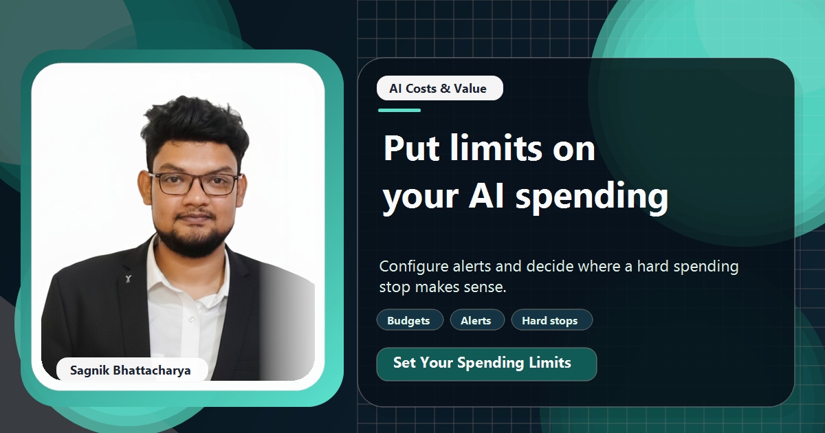 Coding Liquids tutorial cover featuring Sagnik Bhattacharya for How to Set Spending Limits and Alerts on Pay-As-You-Go AI Tools.