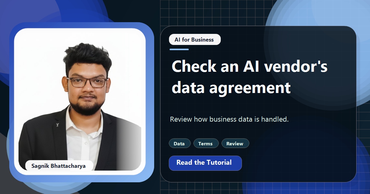 Coding Liquids tutorial cover featuring Sagnik Bhattacharya for What to Check in an AI Vendor's Data Processing Agreement.