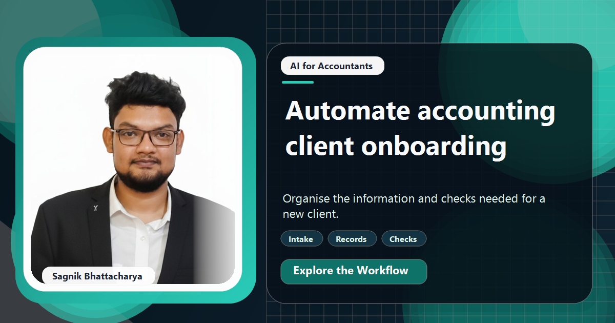 Coding Liquids tutorial cover featuring Sagnik Bhattacharya for How to Automate Client Onboarding in a Small Accounting Practice.