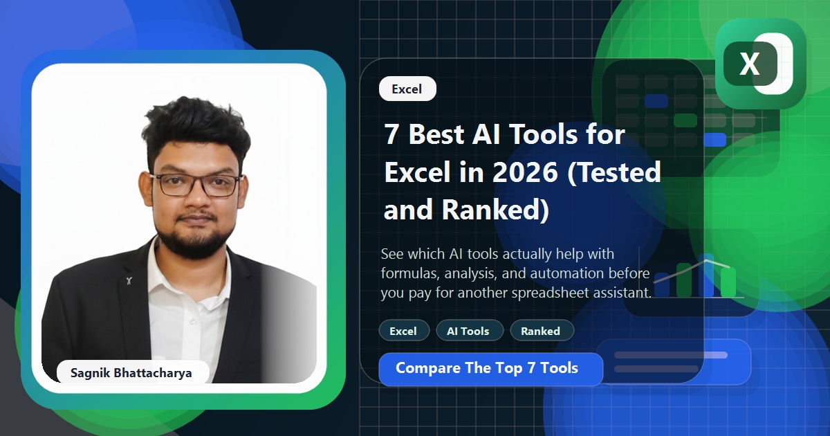 Coding Liquids blog cover for 7 Best AI Tools for Excel in 2026 by Sagnik Bhattacharya.