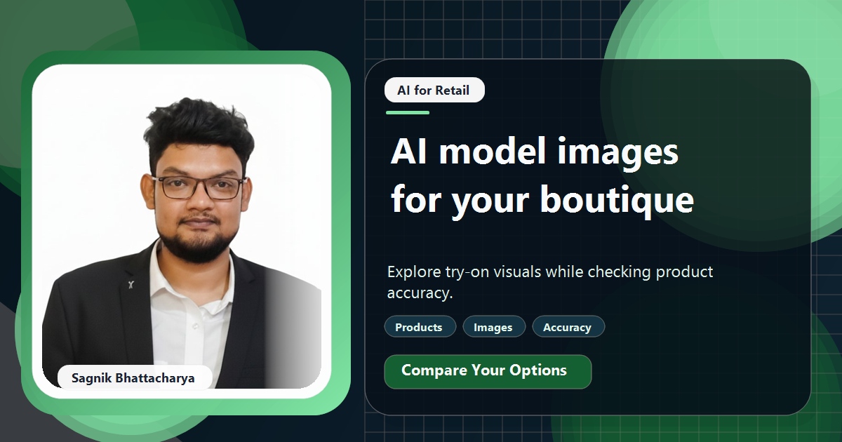 Coding Liquids tutorial cover featuring Sagnik Bhattacharya for AI Model Shots for Boutiques: Try-On Images Without a Photoshoot.