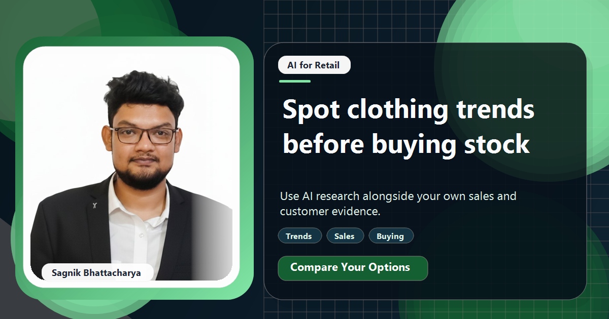 Coding Liquids tutorial cover featuring Sagnik Bhattacharya for How Clothing Boutiques Use AI to Spot Trends Before Buying Stock.
