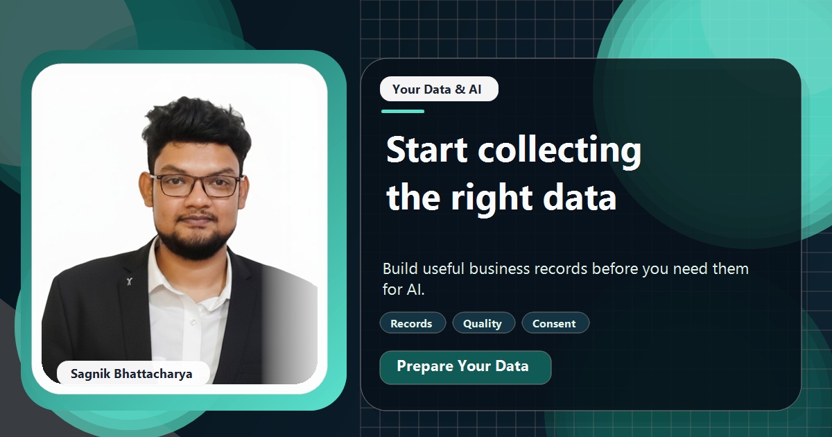 Coding Liquids tutorial cover featuring Sagnik Bhattacharya for What Business Data Should You Start Collecting Now for AI?