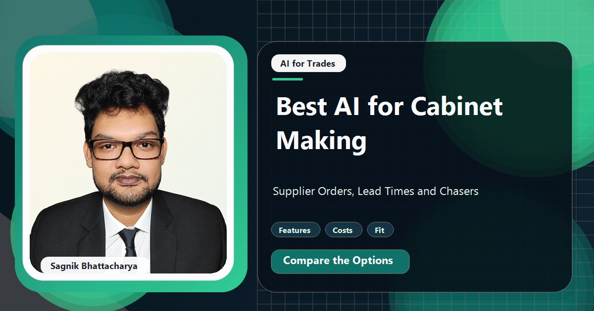Coding Liquids tutorial cover featuring Sagnik Bhattacharya for Best AI for Cabinet Making: Supplier Orders, Lead Times and Chasers.
