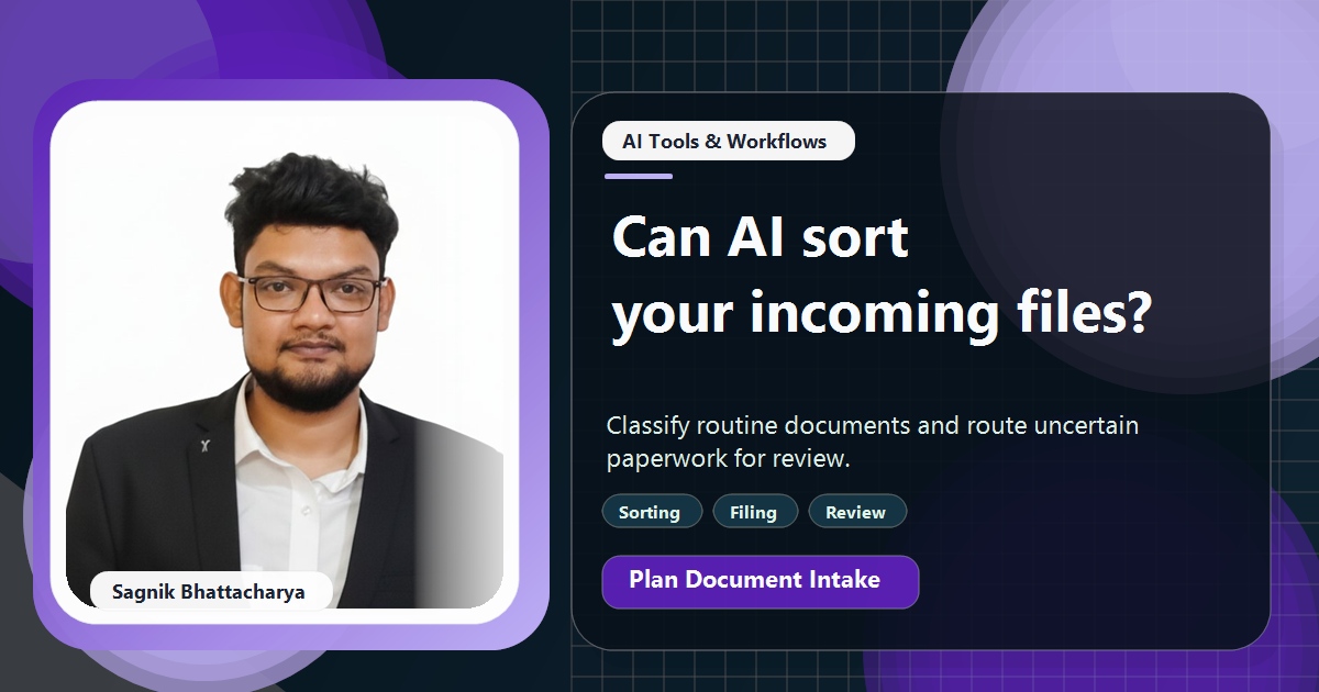 Coding Liquids tutorial cover featuring Sagnik Bhattacharya for Can AI Sort and File Incoming Documents for Your Business?