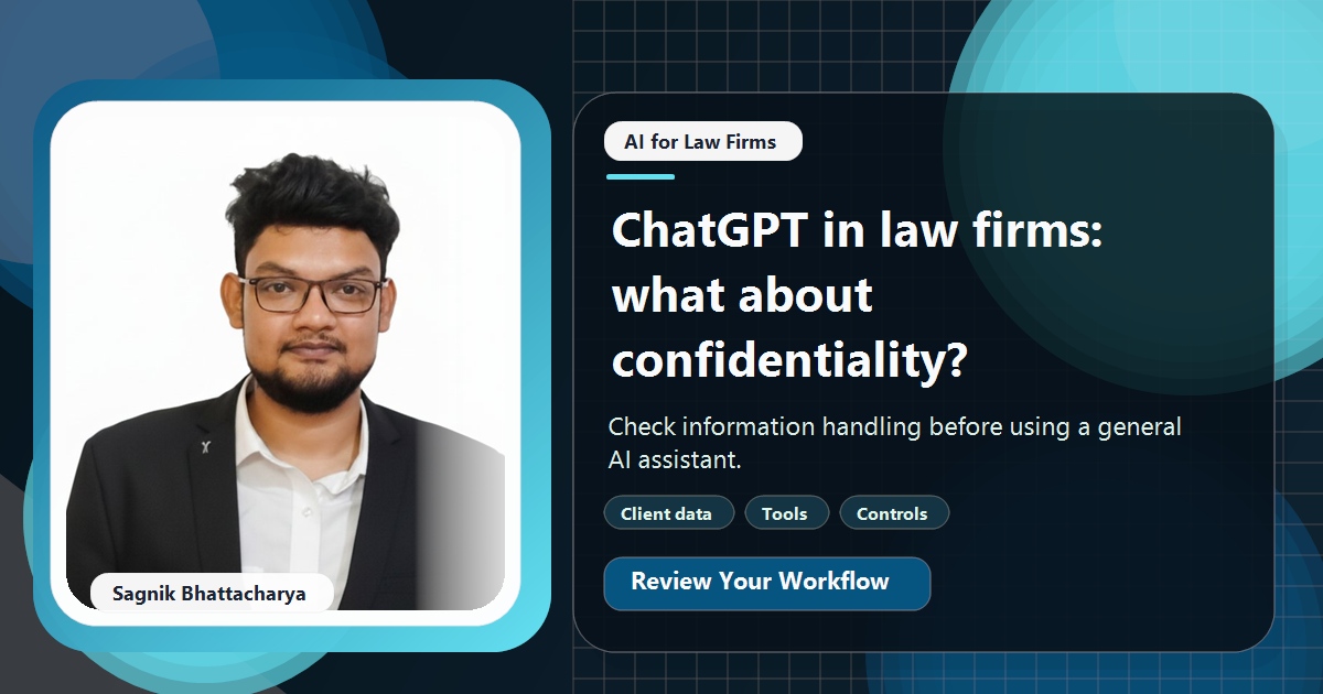 Coding Liquids tutorial cover featuring Sagnik Bhattacharya for Can Solicitors Use ChatGPT Without Breaching Confidentiality?