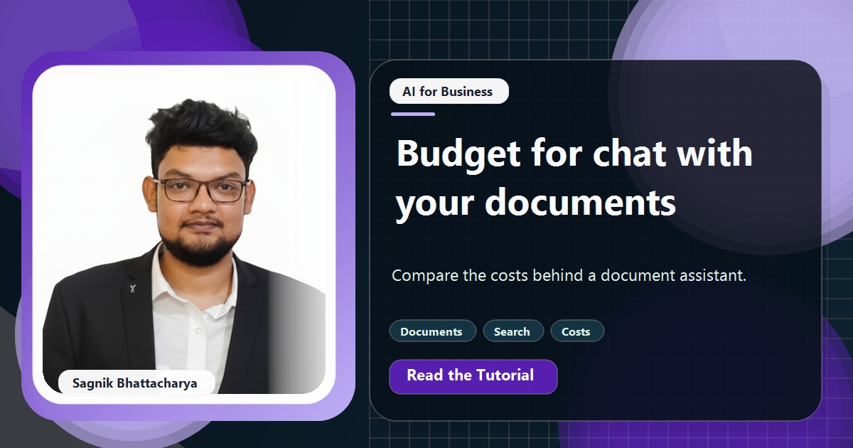 Coding Liquids tutorial cover featuring Sagnik Bhattacharya for How Much Does a Chat-With-Your-Documents System Cost?