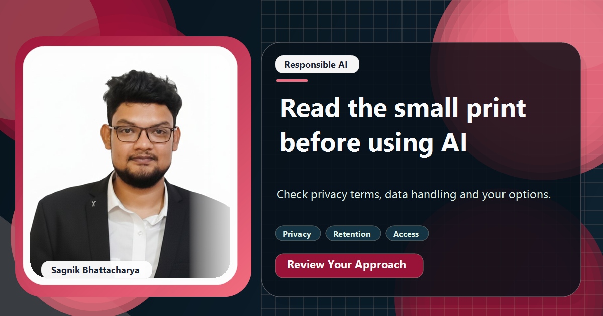Coding Liquids tutorial cover featuring Sagnik Bhattacharya for What to Check in an AI Tool's Privacy Policy and Terms.