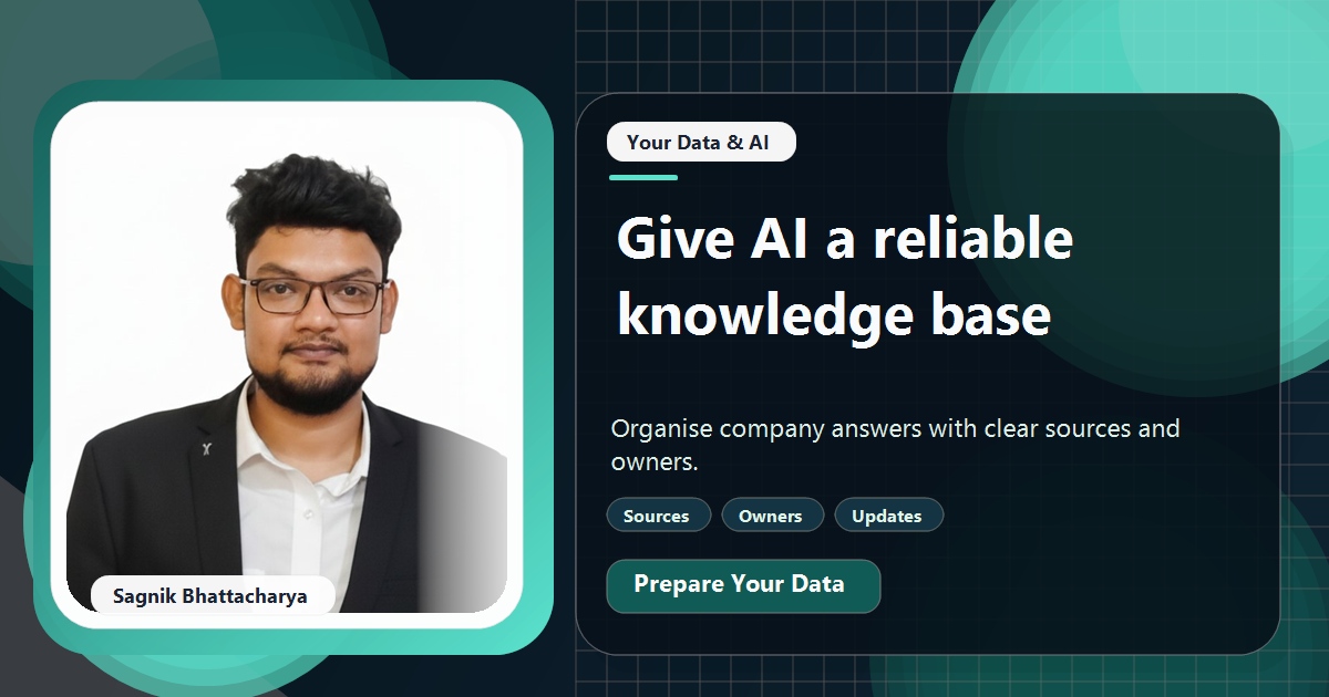 Coding Liquids tutorial cover featuring Sagnik Bhattacharya for How to Build a Company Knowledge Base AI Can Answer From.