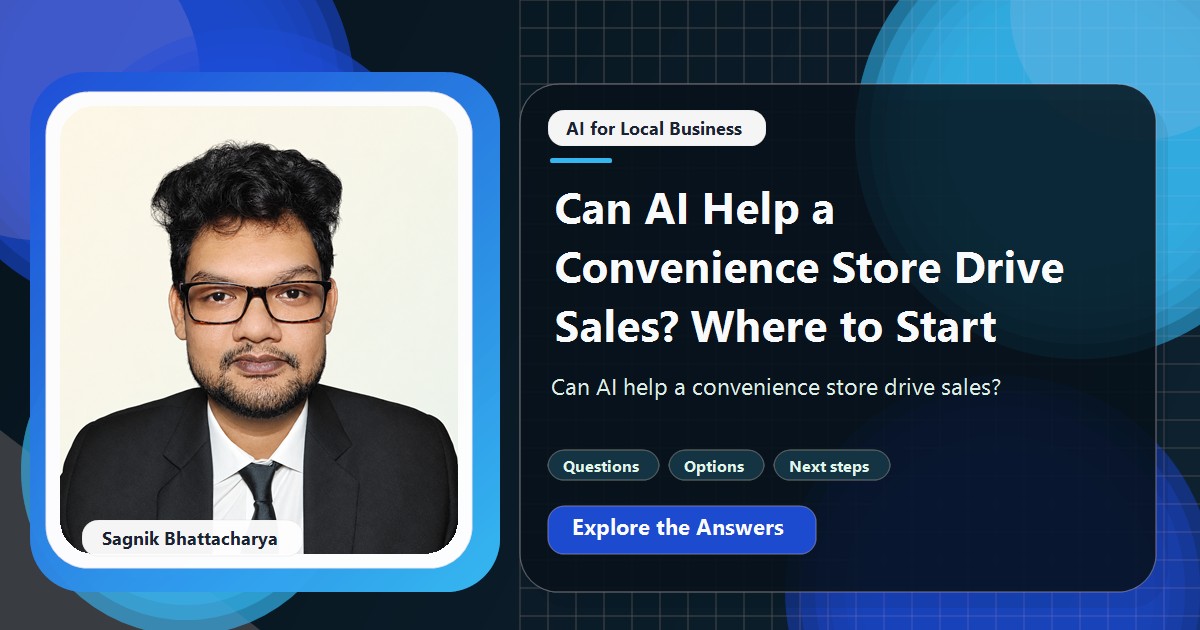 Coding Liquids tutorial cover featuring Sagnik Bhattacharya for Can AI Help a Convenience Store Drive Sales? Where to Start.