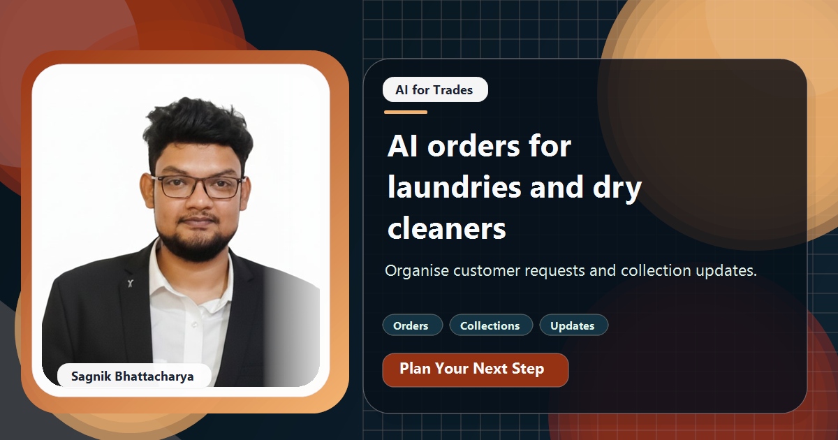 Coding Liquids tutorial cover featuring Sagnik Bhattacharya for How Dry Cleaners and Laundries Use AI for Orders and Collections.