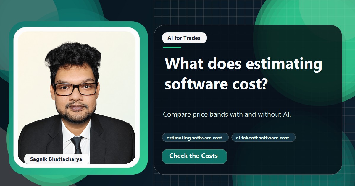 Coding Liquids tutorial cover featuring Sagnik Bhattacharya for How Much Does Estimating Software Cost? Price Bands With and Without AI.