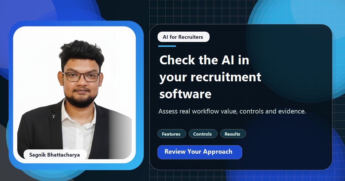 Coding Liquids tutorial cover featuring Sagnik Bhattacharya for How to Evaluate the AI Features in Your Recruitment Software.