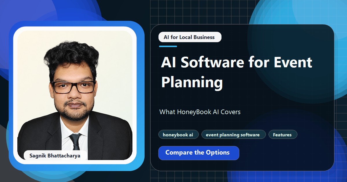 Coding Liquids tutorial cover featuring Sagnik Bhattacharya for AI Software for Event Planning: What HoneyBook AI Covers.