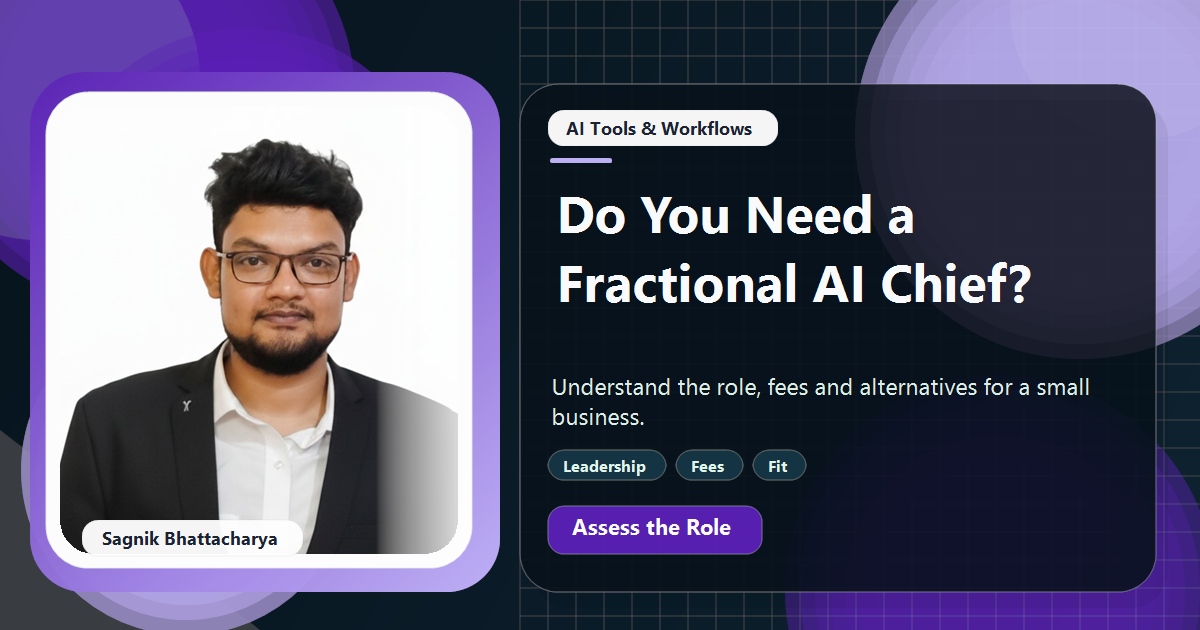 Coding Liquids tutorial cover featuring Sagnik Bhattacharya for What Is a Fractional Chief AI Officer and Do You Need One?
