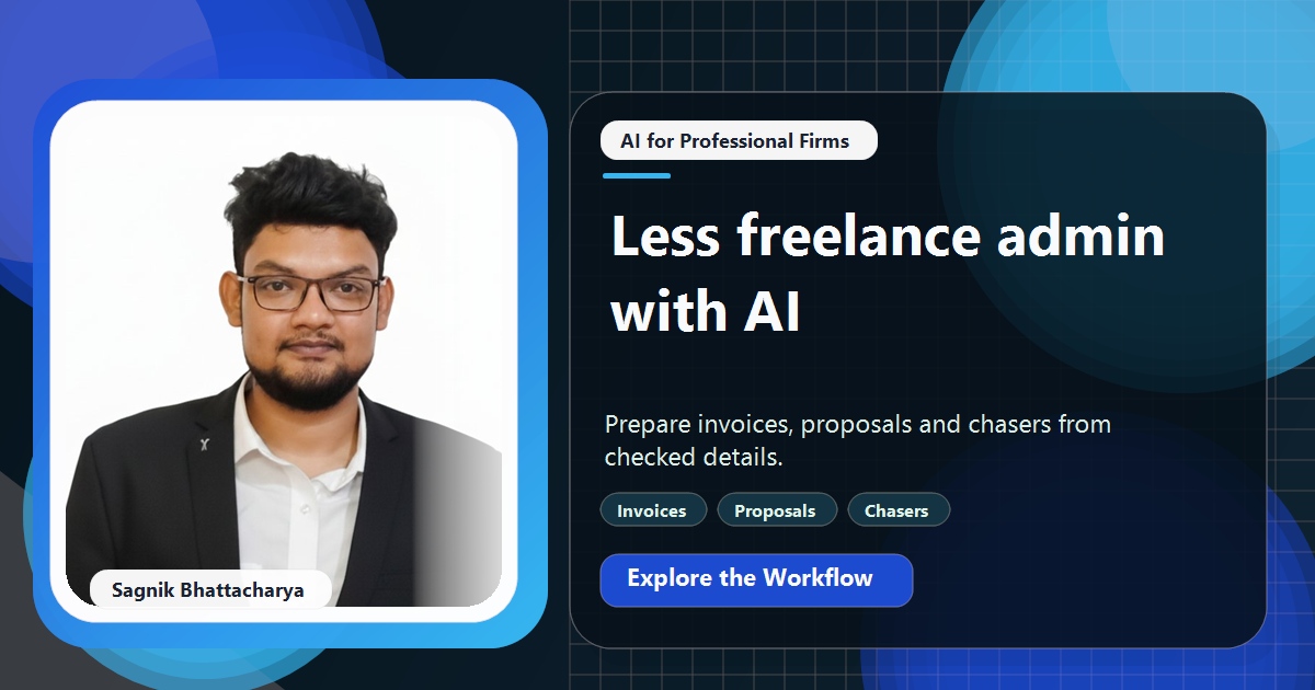 Coding Liquids tutorial cover featuring Sagnik Bhattacharya for How Freelancers Use AI for Invoices, Proposals and Chasers.