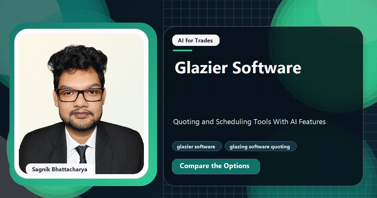 Coding Liquids tutorial cover featuring Sagnik Bhattacharya for Glazier Software: Quoting and Scheduling Tools With AI Features.