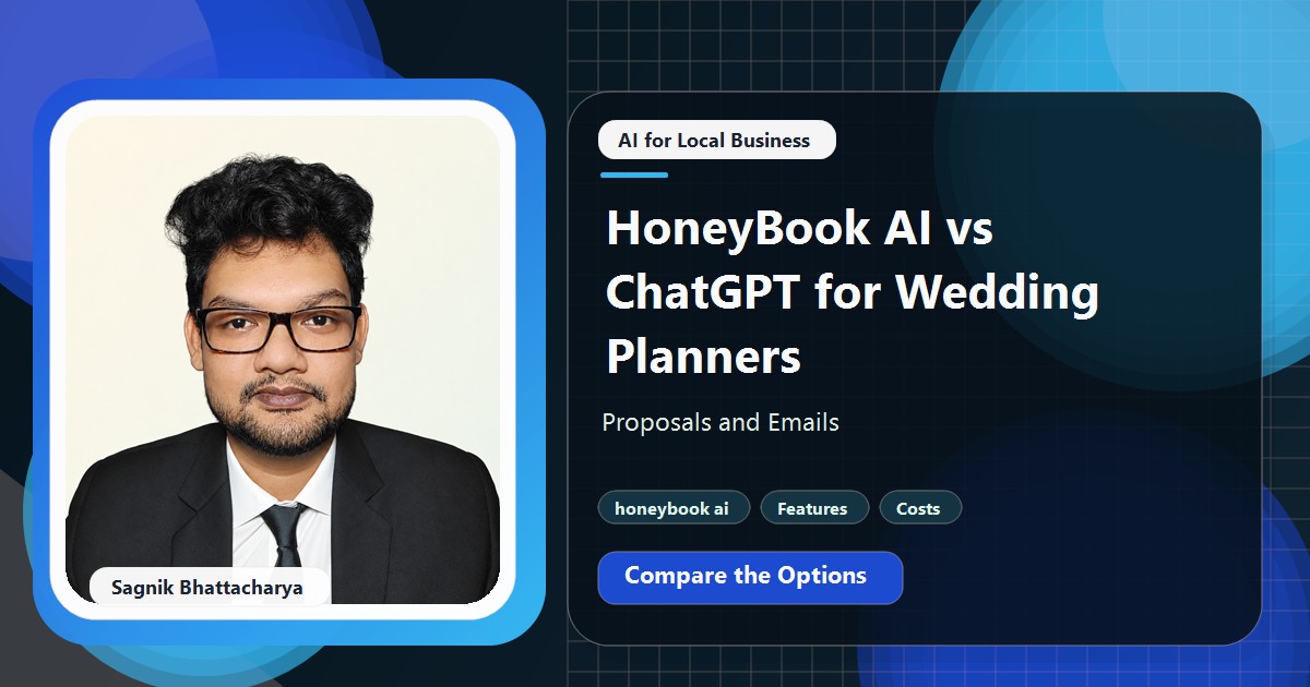Coding Liquids tutorial cover featuring Sagnik Bhattacharya for HoneyBook AI vs ChatGPT for Wedding Planners: Proposals and Emails.