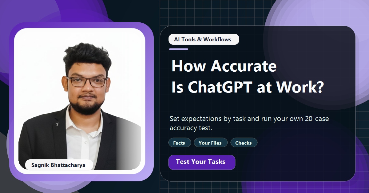 Coding Liquids tutorial cover featuring Sagnik Bhattacharya for How Accurate Is ChatGPT? What Owners Should Expect by Task.
