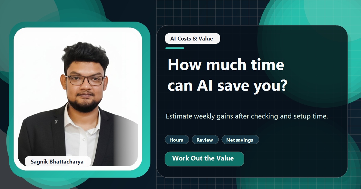 Coding Liquids tutorial cover featuring Sagnik Bhattacharya for How Much Time Can AI Really Save a Small Business Each Week?
