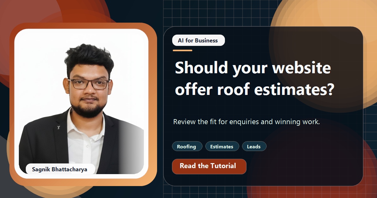 Coding Liquids tutorial cover featuring Sagnik Bhattacharya for Instant Roof Estimates on Your Website: Do They Win More Jobs?