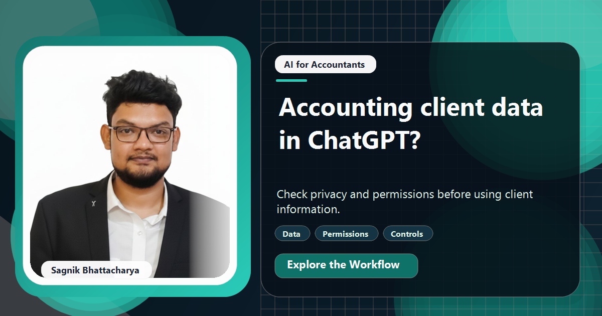 Coding Liquids tutorial cover featuring Sagnik Bhattacharya for Is It Safe for an Accountant to Use ChatGPT With Client Data?