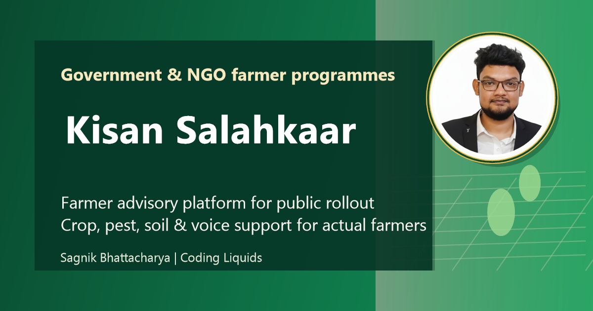Kisan Salahkaar cover for a farmer advisory platform built for government, NGO, and farmer-support programmes.