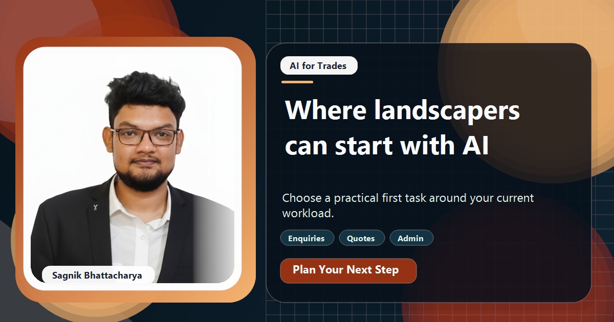Coding Liquids tutorial cover featuring Sagnik Bhattacharya for Why Most Landscapers Haven't Adopted AI Yet, and Where to Start.