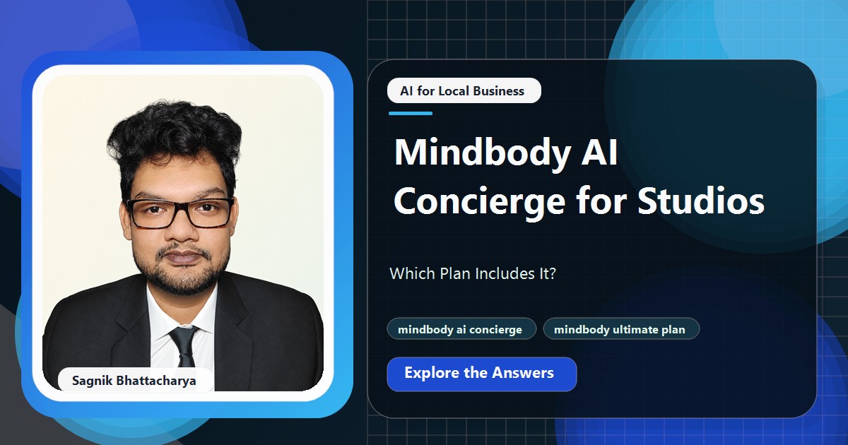 Coding Liquids tutorial cover featuring Sagnik Bhattacharya for Mindbody AI Concierge for Studios: Which Plan Includes It?
