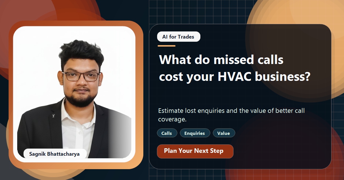 Coding Liquids tutorial cover featuring Sagnik Bhattacharya for How Much Do Missed Calls Cost a Heating and Cooling Business?