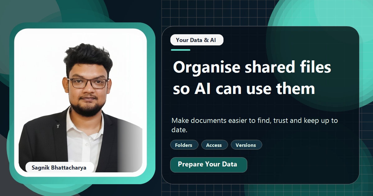 Coding Liquids tutorial cover featuring Sagnik Bhattacharya for How to Organise Shared Files So AI Tools Can Use Them.