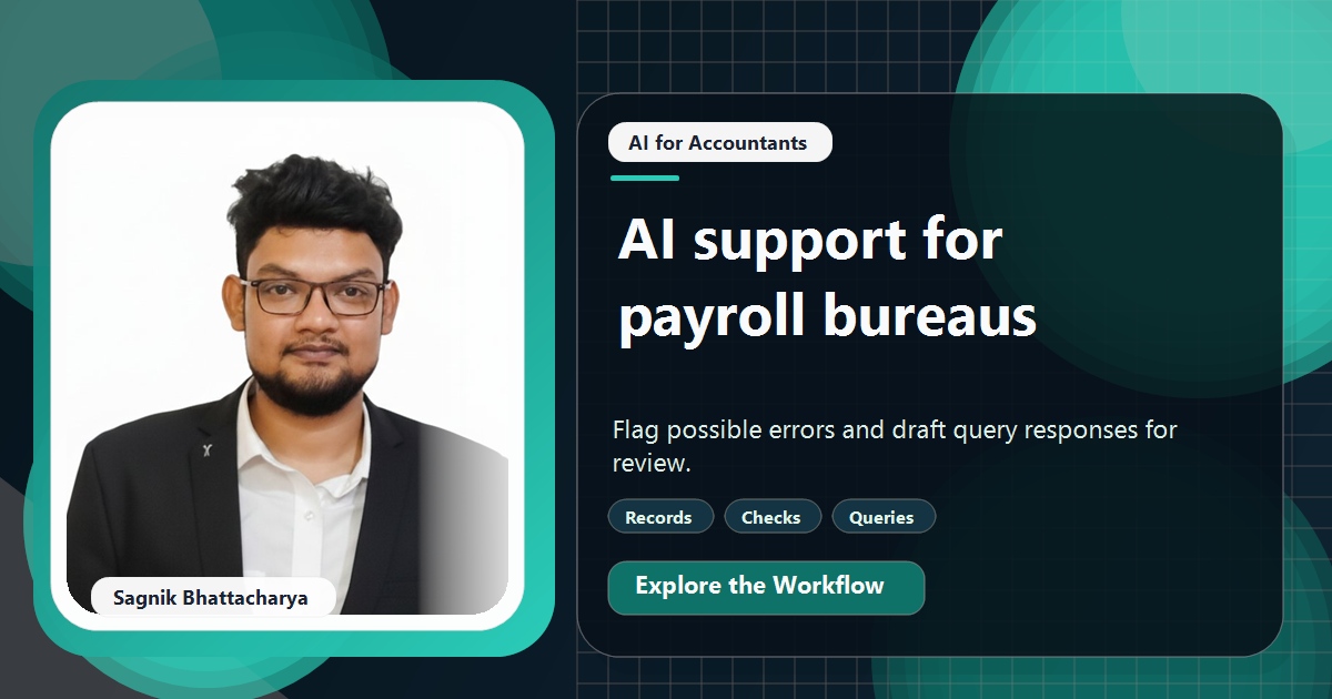 Coding Liquids tutorial cover featuring Sagnik Bhattacharya for How Payroll Bureaus Use AI to Cut Errors and Queries.