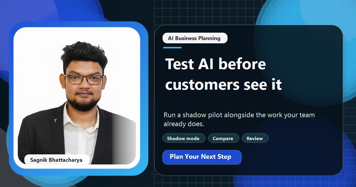 Coding Liquids tutorial cover featuring Sagnik Bhattacharya for How to Pilot AI in Shadow Mode Before Customers See It.