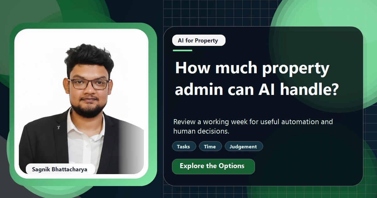 Coding Liquids tutorial cover featuring Sagnik Bhattacharya for How Much of a Property Manager's Week Can AI Take Over?
