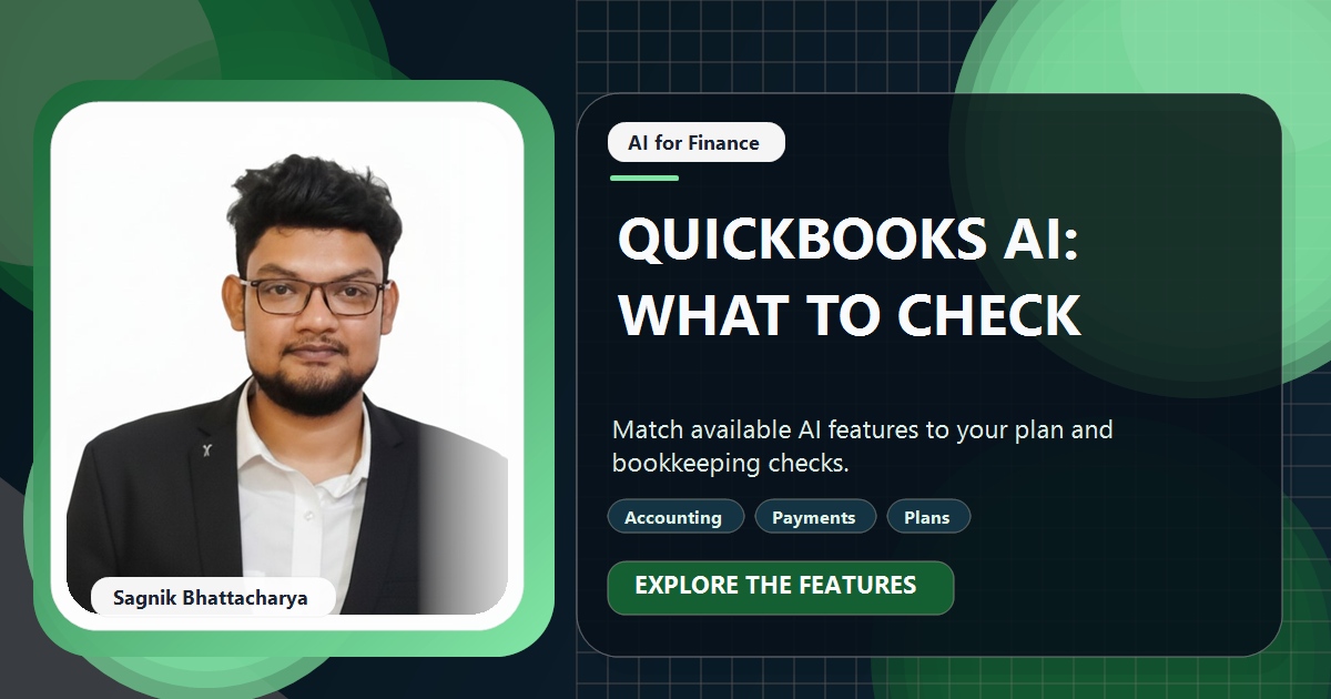 Coding Liquids tutorial cover featuring Sagnik Bhattacharya for QuickBooks AI Features: What Intuit Assist Can Automate for You.