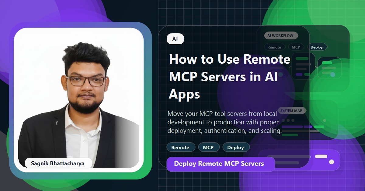 Coding Liquids blog cover featuring Sagnik Bhattacharya for deploying remote MCP servers in AI apps.