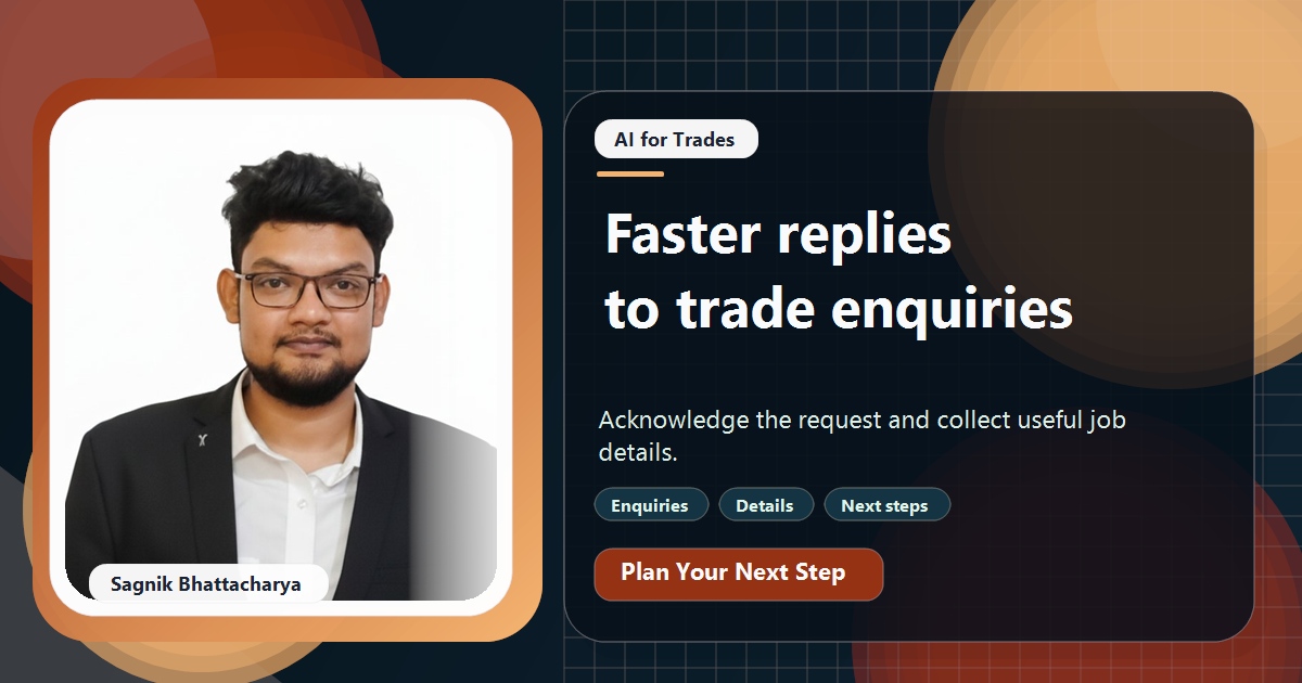 Coding Liquids tutorial cover featuring Sagnik Bhattacharya for Replying to Trade Enquiries in 60 Seconds With AI.