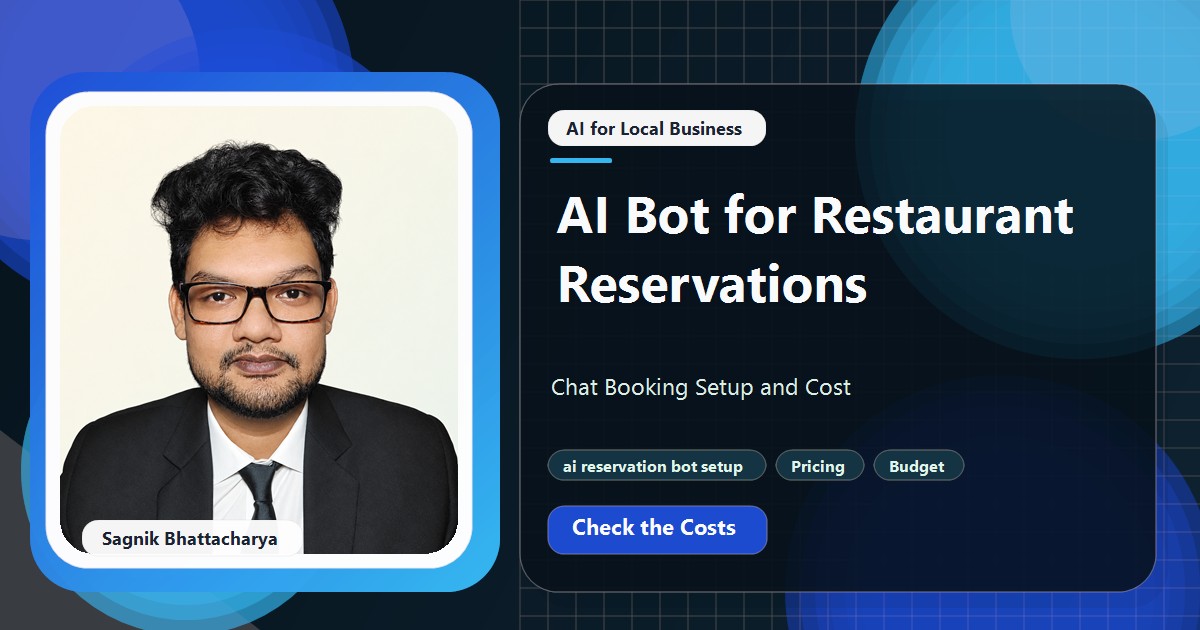 Coding Liquids tutorial cover featuring Sagnik Bhattacharya for AI Bot for Restaurant Reservations: Chat Booking Setup and Cost.