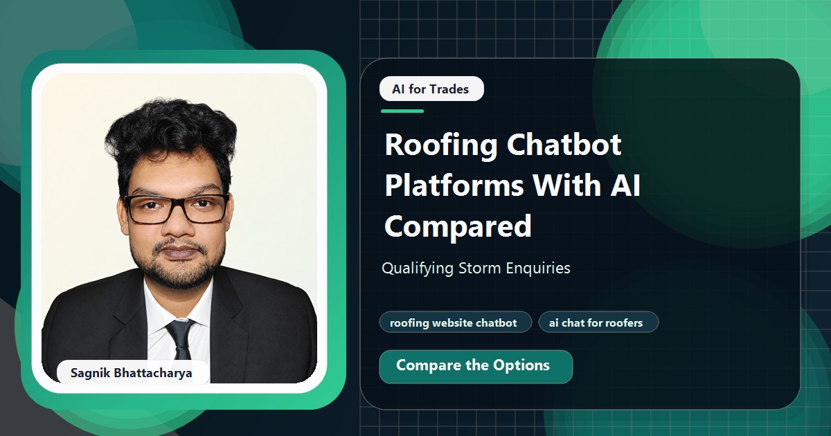 Coding Liquids tutorial cover featuring Sagnik Bhattacharya for Roofing Chatbot Platforms With AI Compared: Qualifying Storm Enquiries.