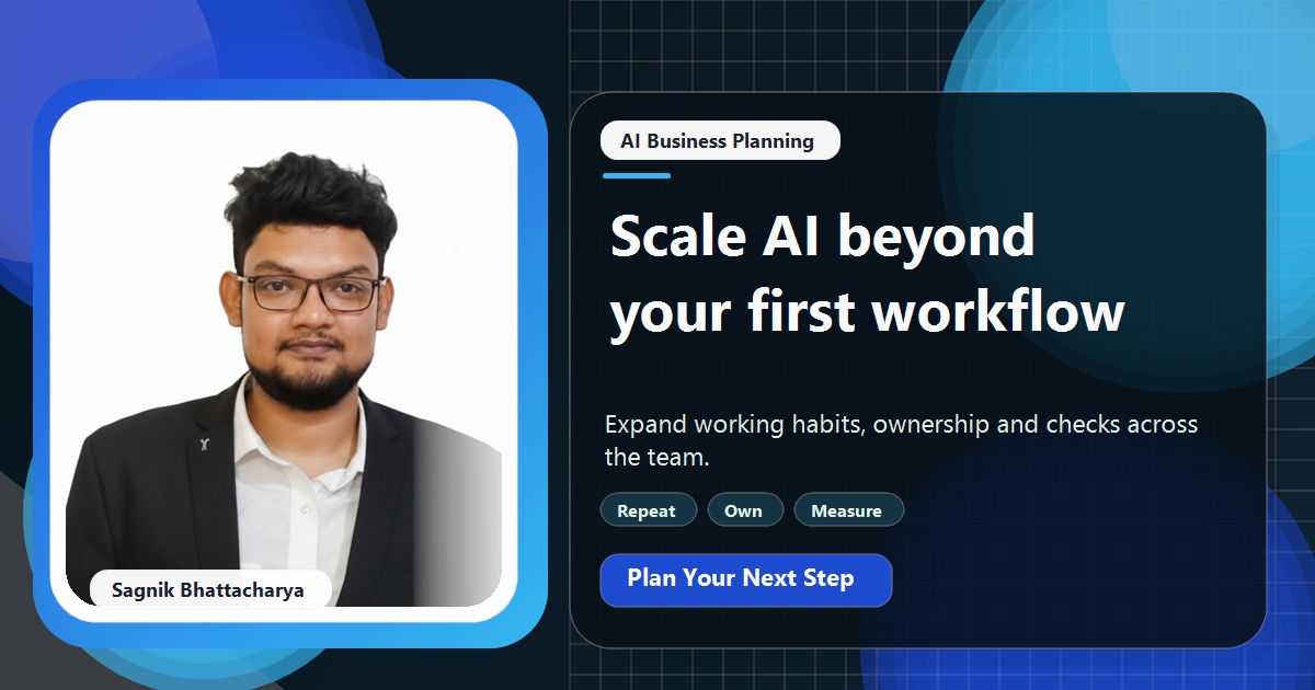 Coding Liquids tutorial cover featuring Sagnik Bhattacharya for How to Scale AI From One Workflow to the Whole Business.