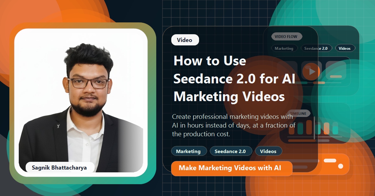 Coding Liquids blog cover featuring Sagnik Bhattacharya for using Seedance 2.0 for AI marketing videos.