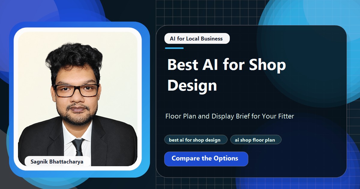 Coding Liquids tutorial cover featuring Sagnik Bhattacharya for Best AI for Shop Design: Floor Plan and Display Brief for Your Fitter.