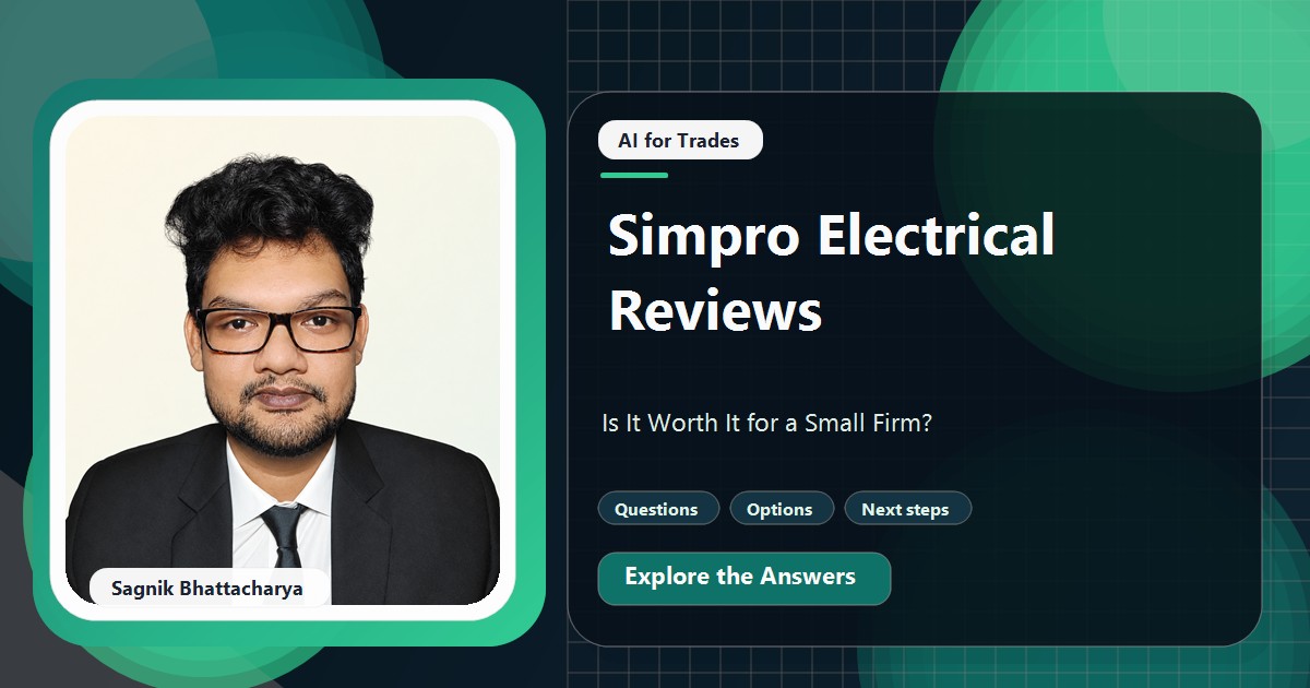 Coding Liquids tutorial cover featuring Sagnik Bhattacharya for Simpro Electrical Reviews: Is It Worth It for a Small Firm?