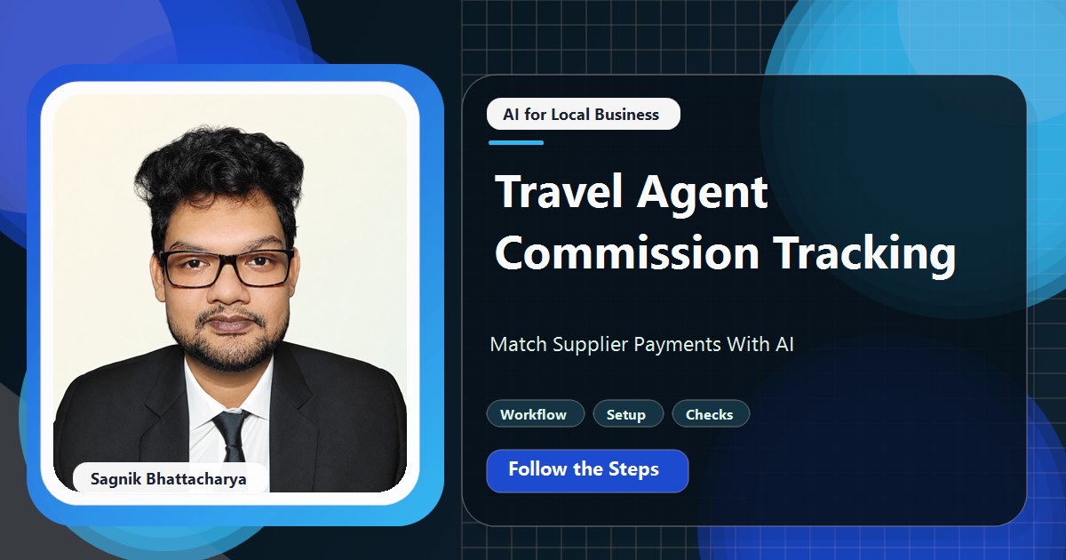 Coding Liquids tutorial cover featuring Sagnik Bhattacharya for Travel Agent Commission Tracking: Match Supplier Payments With AI.